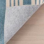 Dash & Albert Talos Blue Machine Washable Rug, 4 X 6 Feet, Blue/Ivory Stripe Pattern