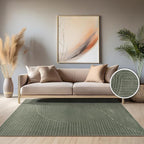 Paco Home Modern Area Rug with Raised Curved Line Pattern – Minimalist Design in Green, Size: 6'7" x 9'6"