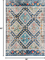 SAFAVIEH Madison Collection Accent Rug - 3' x 5', Navy & Beige, Boho Diamond Distressed Design, Non-Shedding & Easy Care, Ideal for High Traffic Areas in Entryway, Living Room, Bedroom (MAD418M)