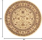 Unique Loom Voyage Collection Traditional Oriental Classic Area Rug (3' 3 x 3' 3 Round, Ivory/Gold)