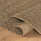Easy Jute Rugs 10x14 Herringbone Natural Color Living Room Indoor Outdoor Area Rug for Patio and Kitchen Rug High Traffic Washable Easy to Clean Solid Boho Woven Design Carpet (10 x 14)