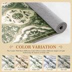 EnHomee 8x10 Area Rug, Soft Washable Rugs for Living Room Bedroom, Boho Non Slip Low Pile Stain Resistant Washable Rug Large Area Rugs for Dining Room,Easy to Clean Living Room Rug, Green
