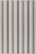 Dash and Albert Nimes Ticking Machine Washable Area Rug - 4' x 6' Neutral Stripe Washable Accent Rug - Durable, High Traffic Areas Kitchen, Mudroom, Hallways