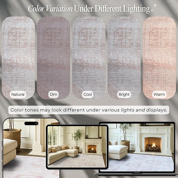 Fame Rugs Turkish Rug. Washable Vintage Oriental Antique Inspired Traditional Doormat Small Modern Area Rugs Luxury Entryway Entry Bedroom Bathroom Kitchen (405CB, 2'5 x 13'1)