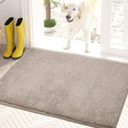 PURRUGS Dirt Trapping Door Mat 24" x 35.5", Non-Slip Machine Washable Entry Rug, Shoe Scraper, Dog Doormat, Super Absorbent Welcome Mat for Front & Back Door, Muddy Shoes & Paws, Taupe