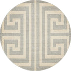 Unique Loom Athens Collection Classic Geometric Modern Border Design Area Rug (6' 0 x 6' 0 Round, Gray/ Beige)
