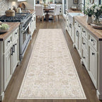 HUGEAR 2x8 Machine Washable Hallway Runner Rugs Vintage Grey - Neutral Non Slip Stain Resistant Low Pile Aesthetic Throw Carpet Kids & Pet Friendly for Bedroom Kitchen Entryway