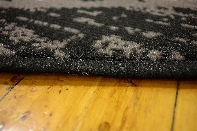Unique Loom Taftan Collection Border Geometric Tribal Inspired Design Area Rug (8' 0 x 8' 0 Round, Black/ Gray)