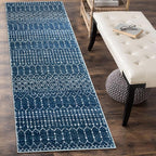 Lahome Moroccan Washable Kitchen Runner 2x8 Carpet Runners for Hallway 8Ft Low-Profile Non-Slip, Indoor Geometric Print Distressed Rug for Entryway Laundry Room Foyer, (Blue,2'x8')