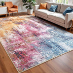 Washable Abstract Rug, 8x10 Modern Area Rugs with Non-Slip Rubber Backed for Living Room, Thin but Soft Contemporary Carpet Kitchen Bedroom Dining Room Decor, Galaxy