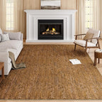 Eleisa Modern Vintage 9x12 Herringbone Chevron Area Rug, Non-Slip Stain Resistant Washable Rug, Brown Large Rug for Living Room, Farmhouse Carpet for Bedroom, Kitchen, Dining Room, Home Office