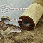 Tepook Modern Area Rug for Living Room, 5x7 Geometric Large Rugs for Bedroom, Washable Patchwork Rug Indoor Non-Slip Throw Carpets for Dining Room Office Farmhouse Home Decor, Brown