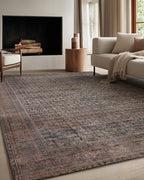 Kuden 9x12 Large Area Rug, Machine Washable Area Rug with Non-Slip Backing, Vintage Style, Soft, Easy Clean, Low Pile Rug for Living Room, Bedroom, Dining Room