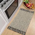 Collive Washable Small Bathroom Rug 2x3, Hand Woven Low Profile Front Door Mat Natural/Black Farmhouse Entryway Rugs, Cotton Reversible Kitchen Carpet for Foyer Bedroom Door Decor