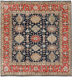Black Vegetable Dyes Wool Soft Pile Karjihooz Design with All Over Pattern Hand Knotted Square Oriental Rug (8'x8')