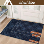 COSY HOMEER Plaid Door Mat 20" x 32",Dirt Trapper Entryway Rugs,Non-Slip Washable Farmhouse Doormat,Low Profile Welcome Mats for Paws Navy Blue