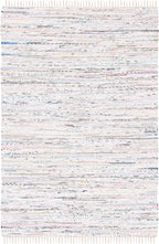 SAFAVIEH Rag Rug Collection Area Rug - 5' x 8', Ivory & Multi, Handmade Boho Stripe Cotton, Ideal for High Traffic Areas in Living Room, Bedroom (RAR121G)