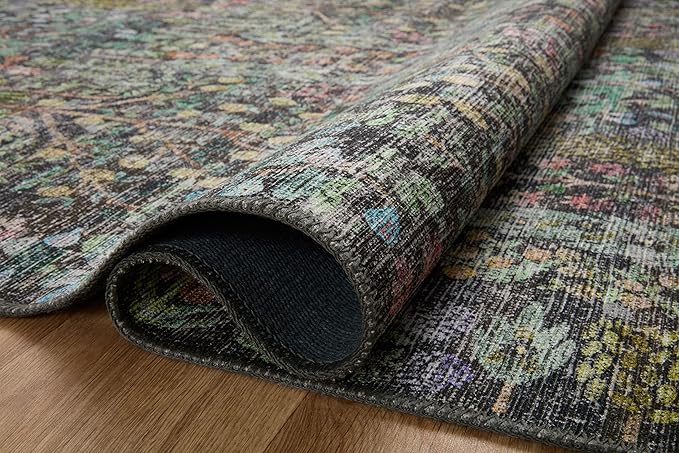 Loloi Rifle Paper Co. Maison Collection MAO-07 Charcoal 3'-0" x 3'-0" Round, .19" Pile Height, Accent Rug