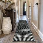 Rugshop Boho Black and White Tribal Area Rug – Geometric Diamond and Stripe Pattern Carpet for Living Room, Bedroom, or Entryway – Soft Modern Bohemian Floor Décor 2' 3" x 12' Runner Black