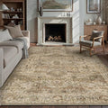 Brown Multi Area Rug 8x10 Vintage Washable Distressed Living Room Carpet Large Indoor Non Slip Traditional Medallion Retro Low Pile Accent Throw Rug Bedroom Kitchen Office Dining Room