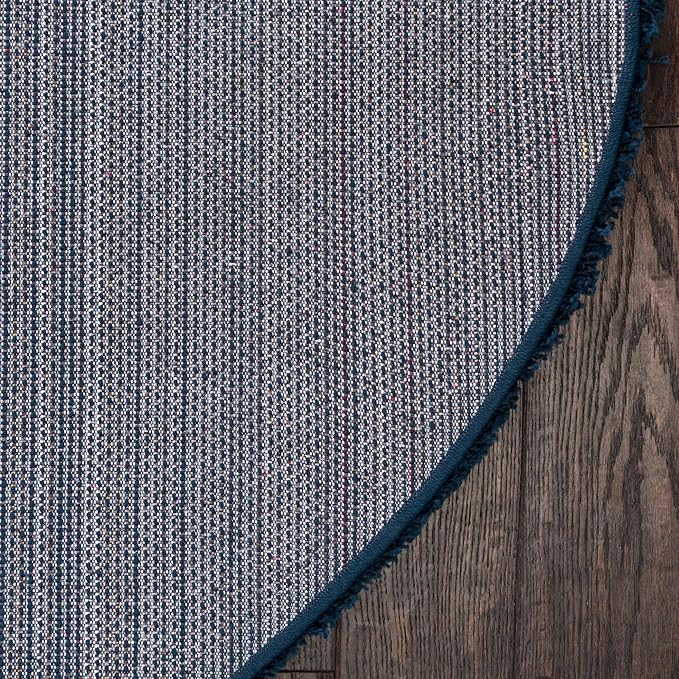 Unique Loom Solid Shag Collection Area Rug (7' 1" Round, Sapphire Blue/ Navy Blue)