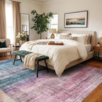 Kokia Abstract Area Rugs 10x14 Bedroom Washable Decor Low Pile Fluffy Non-Slip Non-Shedding Indoor Red Carpet Foldable Stain Resistant Floor Mat Living Room Dining Room, Oslo Orchid Peony