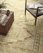 Loloi Magnolia Home by Joanna Gaines Sinclair Collection SIN-02 Khaki/Tobacco 5'-0" x 7'-0", .25" Pile Height, Machine Washable, Area Rug