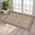 Washable Entryway Rug 3x5 | Non Slip Rug Runners for Hallways, Entryways, Kitchens, Bathrooms, Bedrooms | Ultra-Soft Flannel Carpet Kitchen Rug with Rubber Backing (Olive Brown, 3x5)