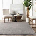 Nuloom Elfriede Handmade, Grey/Ivory, 2'6" x 6', Jute & Cotton, Textured and Earthy, High Traffic, Stain Resistant, Easy Clean, Durable Area Rug for Bedroom, Living Room, Dining, Entryway