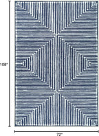Bloom Rugs Washable Non-Slip 6' x 9' Rug - Blue Striped Area Rug for Living Room, Bedroom, Dining Room, and Kitchen - Exact Size: 6' x 9'