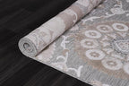 CAMILSON Indoor Outdoor Rug 5x7 Bohemian Medallion Floral Area Rugs for Indoor and Outdoor Patios Easy-Cleaning Non-Shedding Living Room Garden and Kitchen Washable Outside Carpet (5 x 7 / Beige)