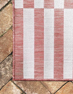 Unique Loom Outdoor Striped Collection Area Rug - Striped (6' 1" x 9' Rectangle, Rust Red/Ivory)