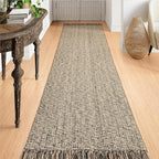 Collive Long Runner Rugs for Hallway 2.6x10, Washable Bathroom Rug Runners Indoor Entryway Rug, Natural/Black Braided Woven Kitchen Runner Carpet for Bedroom Laundry Doorway Indoor Dacor
