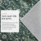 Runner Rug 2.6x14, Dark Green Washable Long Hallway Rug Runner Non-Slip Soft Kitchen Runner Thin Printed Faux Wool Super Soft Carpet for Entryway Bedroom Laundry Room Indoor Home Decor