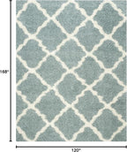 SAFAVIEH Dallas Shag Collection Area Rug - 10' x 14', Seafoam & Ivory, Trellis Design, Non-Shedding & Easy Care, 1.5-inch Thick Ideal for High Traffic Areas in Living Room, Bedroom (SGD257C)