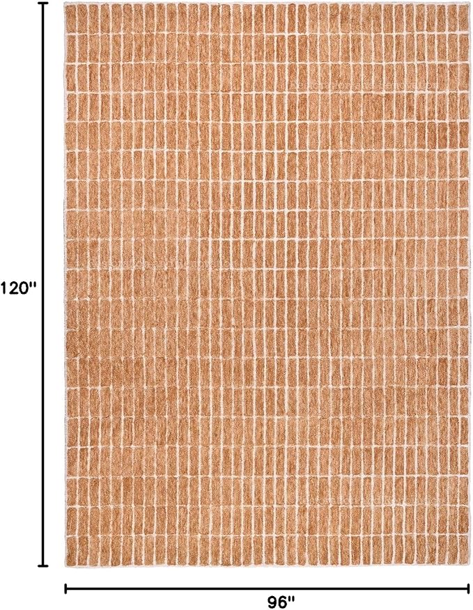 Hand-Tufted 100% Wool Area Rug – Unique Modern Geometric Grid Pattern, Soft Plush Textured Carpet for Living Room, Bedroom, Dining Room & Entryway (Gold, 5' x 8')
