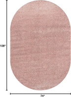 Eyely UES100P-6OV Supersoft Haze Solid Low-Pile Indoor Area Rug, Coastal, Bohemian, Minimalist, Classic, Casual for Bedroom,Kitchen,Living Room,Non Shedding,Easy-Washing, Pink, 6 X 9 Oval