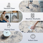 7x9 Washable Area Rugs - Modern Abstract Rugs for Living Room Non-Slip Low Pile Soft Machine Washable Carpet for Bedroom, Dining Room, Nursery, Home Office, Farmhouse (7'x9' Beige Blue)