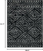 Wonnitar Moroccan 9x12 Area Rug for Living Room, Washable Black Rugs for Bedroom, Large Non-Slip Thin Dining Room Rugs for Under Table, Non-Shedding Soft Boho Floor Carpet Decor (Black,9'x12')