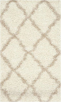 SAFAVIEH Dallas Shag Collection Accent Rug - 2'3" x 4', Ivory & Beige, Trellis Design, Non-Shedding & Easy Care, 1.5-inch Thick Ideal for High Traffic Areas in Entryway, Living Room, Bedroom (SGD257B)