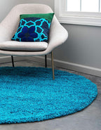 Unique Loom Solid Shag Collection Area Rug (6' 1" Round, Turquoise)