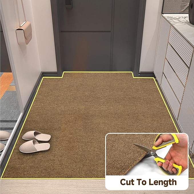 jxgzyy Heavy Duty Runner Rugs, 2'11" x 4'11" Non Slip Hallway Doormat, Indoor Outdoor Carpet Runner, Waterproof Floor Mat for Entrance Laundry Patio Garage, Brown
