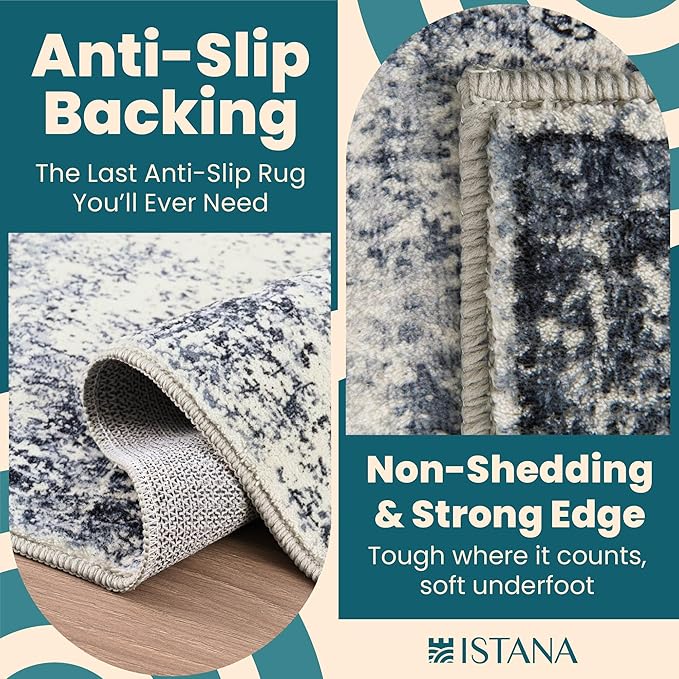 Istana 6x9 Area Rugs - Navy Rugs for Living Room - Luxurious Silk's Soft Touch Living Room Rug - Elegant Non Slip Area Rug