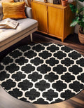 Rugs.com Lattice Collection Rug – 8 Ft Round Black Medium-Pile Rug Perfect for Kitchens, Dining Rooms