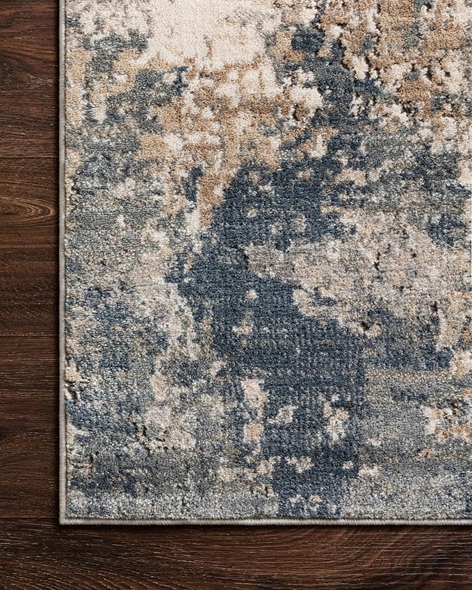 Loloi Teagan Collection TEA-06 Sand/Mist 6'-7" x 9'-2" Area Rug, Large, Soft Neutral Rug, High-Traffic for Living Room, Bedroom, Home Office, Dining Area