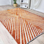 Alfa Rich 4x6 Geometric Burnt Orange Off White Washable Area Rugs for Living Room Bedroom Cotton Rug