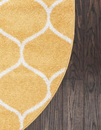 Rugs.com Lattice Frieze Collection Rug – 8' x 10' Oval Yellow Medium Rug Perfect for Living Rooms, Large Dining Rooms, Open Floorplans