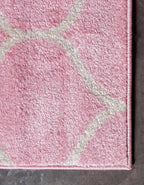 Rugs.com Lattice Frieze Collection Rug – 2' x 13' Runner Light Pink Medium Rug Perfect for Living Rooms, Large Dining Rooms, Open Floorplans