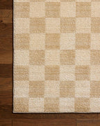 Loloi Chris Loves Julia Calvin Collection CLV-01 Wheat/Ivory 2'-7" x 10'-0" Runner Rug Checkered Neutral Soft Living Room Bedroom Carpet