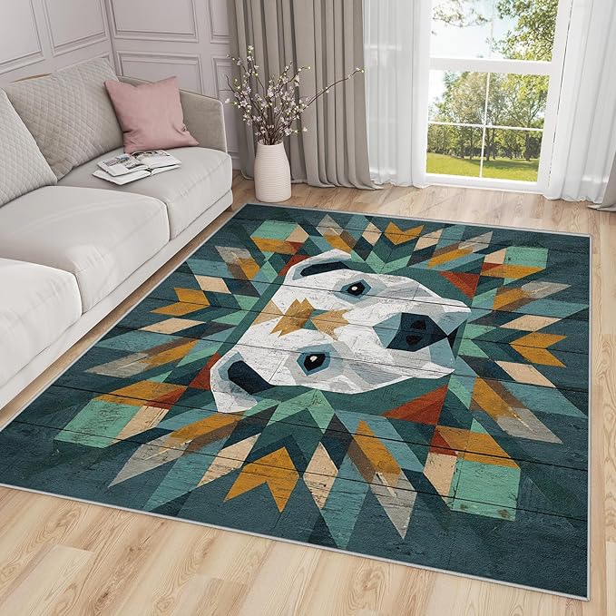 Pitbull Rug for Entryway Indoor - 3x4ft - Modern Geometric Dog Rustic Wood Grain Washable Non Slip Low Pile Small Rug for Bedroom, Dog Carpets Room Decor & Gifts